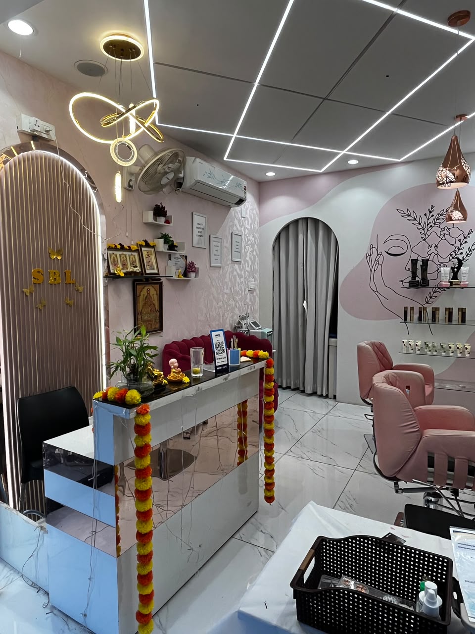 Reception counter and styling area at Signature Beauty Lounge, New Perungalathur