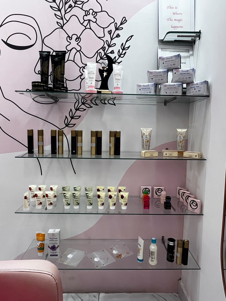 Professional skin and hair care products stocked at the lounge